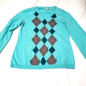 3/$15 Womens teal argyle sweater